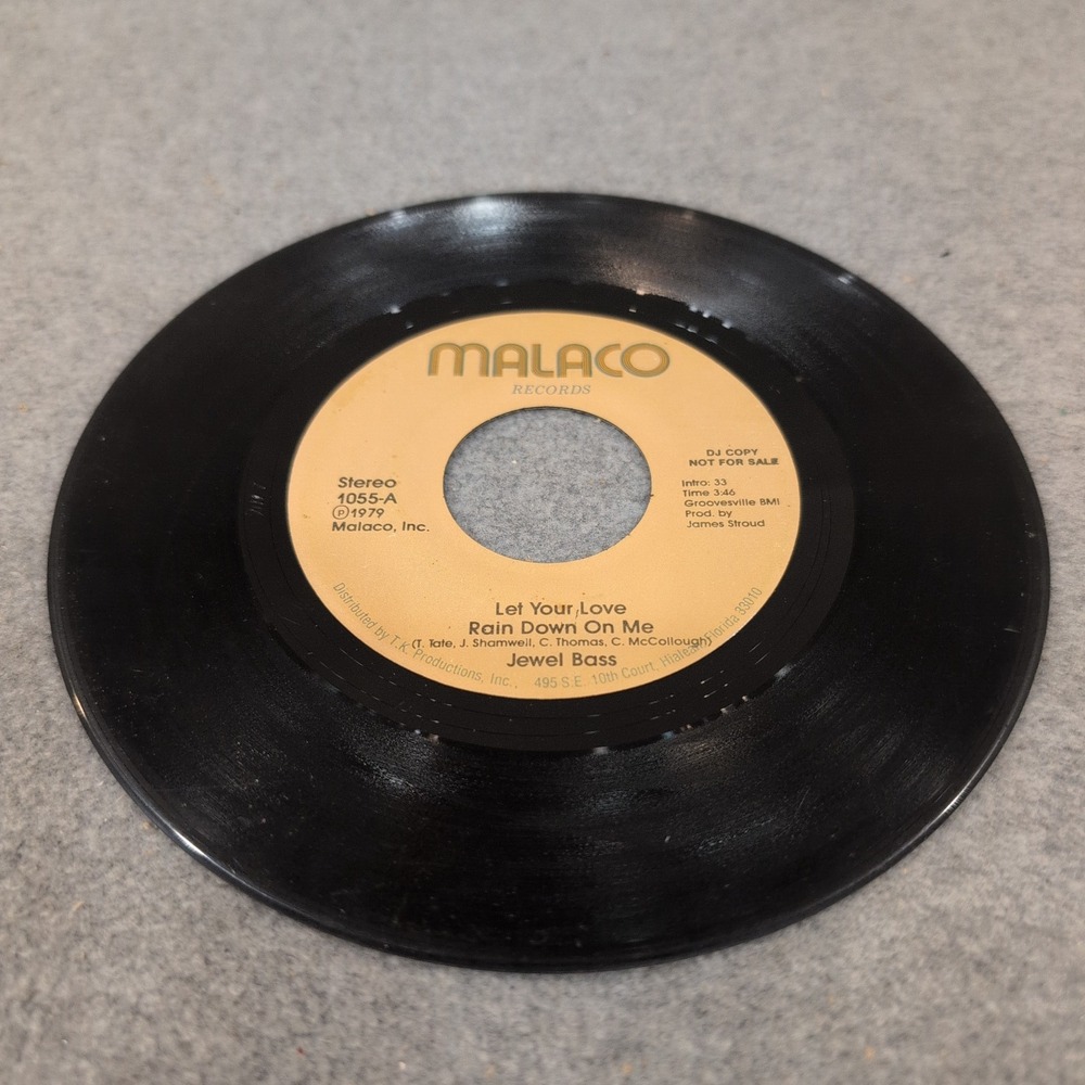 Jewel Bass Let Your Love Rain Down On Me 7" Vinyl 45 Malaco 1055-A DJ Copy 1979 - Picture 3 of 4